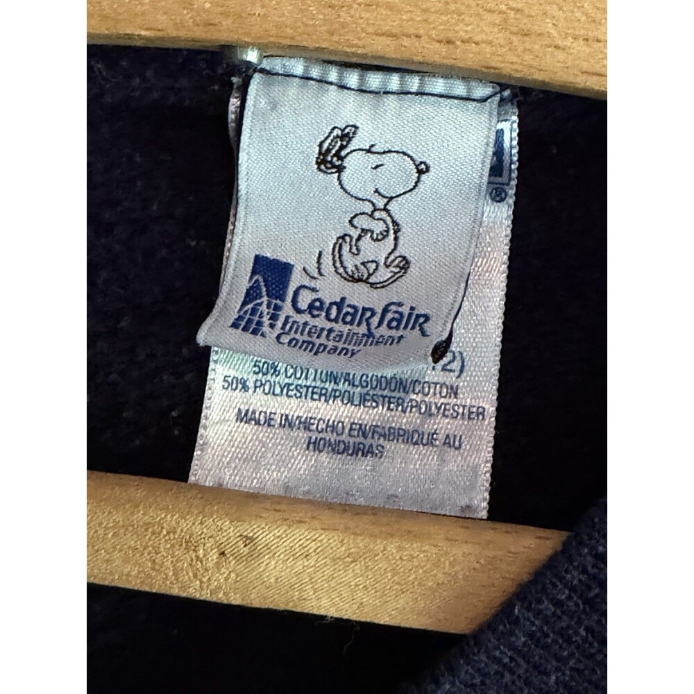 Knotts Berry Farm Amusement Park Peanuts Snoopy Sweatshirt Size Med 10-12 Navy - Picture 2 of 6